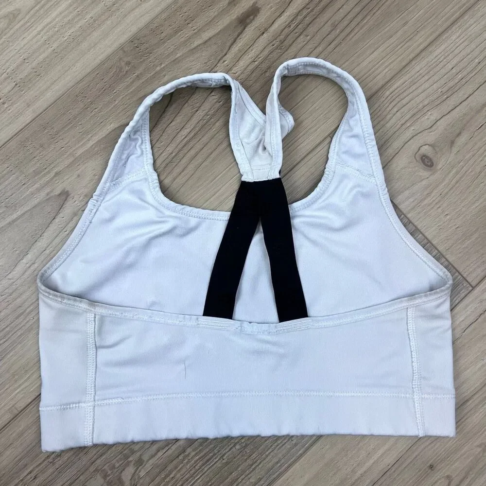 Nike Dri-FIT Just Do It White Sports Bra Medium Racerback Workout Bra - Picture 3 of 7